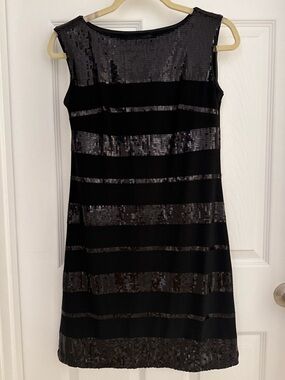 White House Black Market Black Sequin Striped Mini Dress